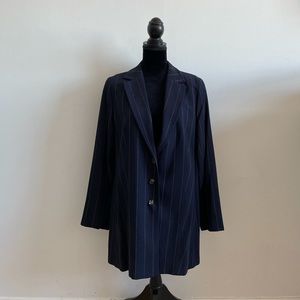 Valentino Wool Navy Stripe Blazer Jacket